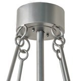 Ceiling canopy and chain mount detail with silver finish rings.