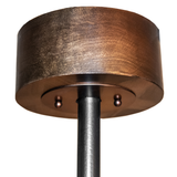 Ceiling canopy close-up showing bronze finish and sturdy hanging support.