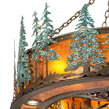 Close-up of pine tree detailing against amber mica background.