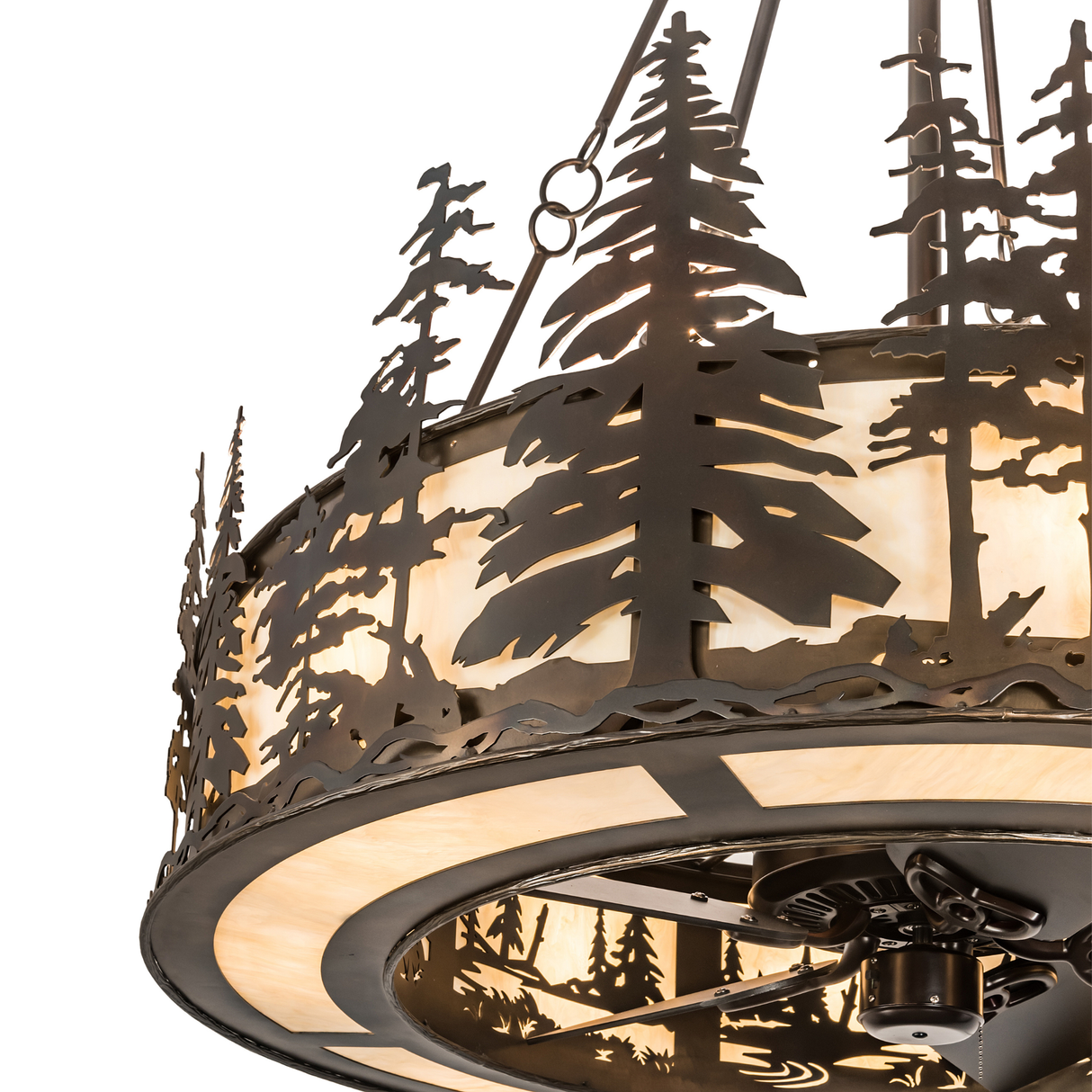 Close-up showing metal craftsmanship and nature-inspired silhouette.