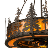 Closeup lit view focusing on pine silhouette pattern and mica texture.