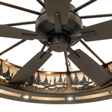 Close-up of integrated ceiling fan with mica background.