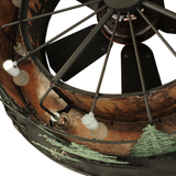 Top view of Tall Pines Chandel-Air revealing fan blades and internal bulb layout.