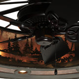 Close-up of integrated fan and lighting elements inside fixture.