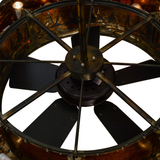 Top view showing internal fan blades and bulb layout inside Tall Pines Chandel-Air.