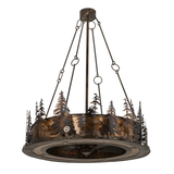 Front angled unlit view highlighting pine silhouette detailing.