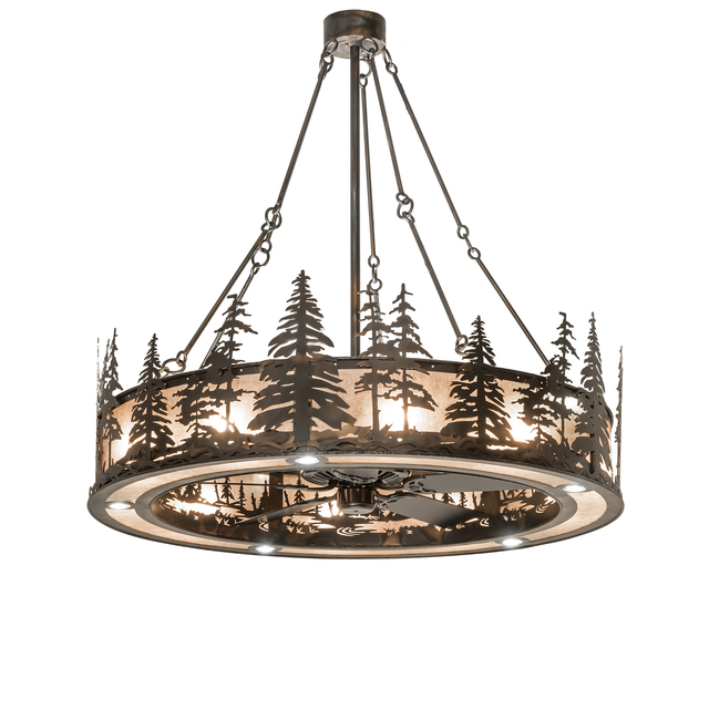 Front view of Tall Pines Chandel-Air with glowing Silver Mica diffuser.