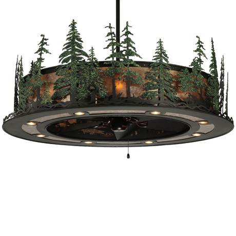 Front lit view of Tall Pines Chandel-Air showing handcrafted pine forest design.