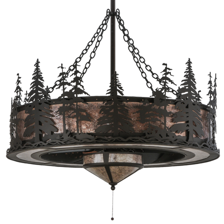 Front unlit view highlighting detailed forest metalwork and fan hub.