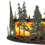 Frame and tree cutout detail of Tall Pines Chandel-Air glowing softly.