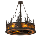 Tall Pines Chandel-Air illuminated with forest tree silhouette design.