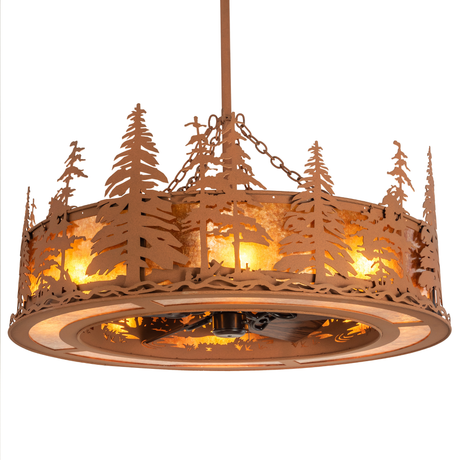 Angled lit view of Tall Pines Chandel-Air glowing through amber mica.