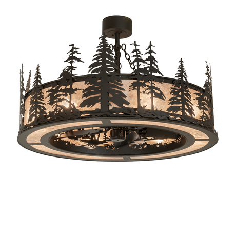 Tall Pines Chandel-Air featuring forest silhouette in Oil Rubbed Bronze finish.