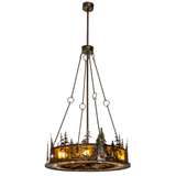 Full-drop lit view of Tall Pines Chandel-Air showing full hanging height and design.