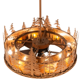 Top angled lit view showing internal bulbs and handcrafted frame.