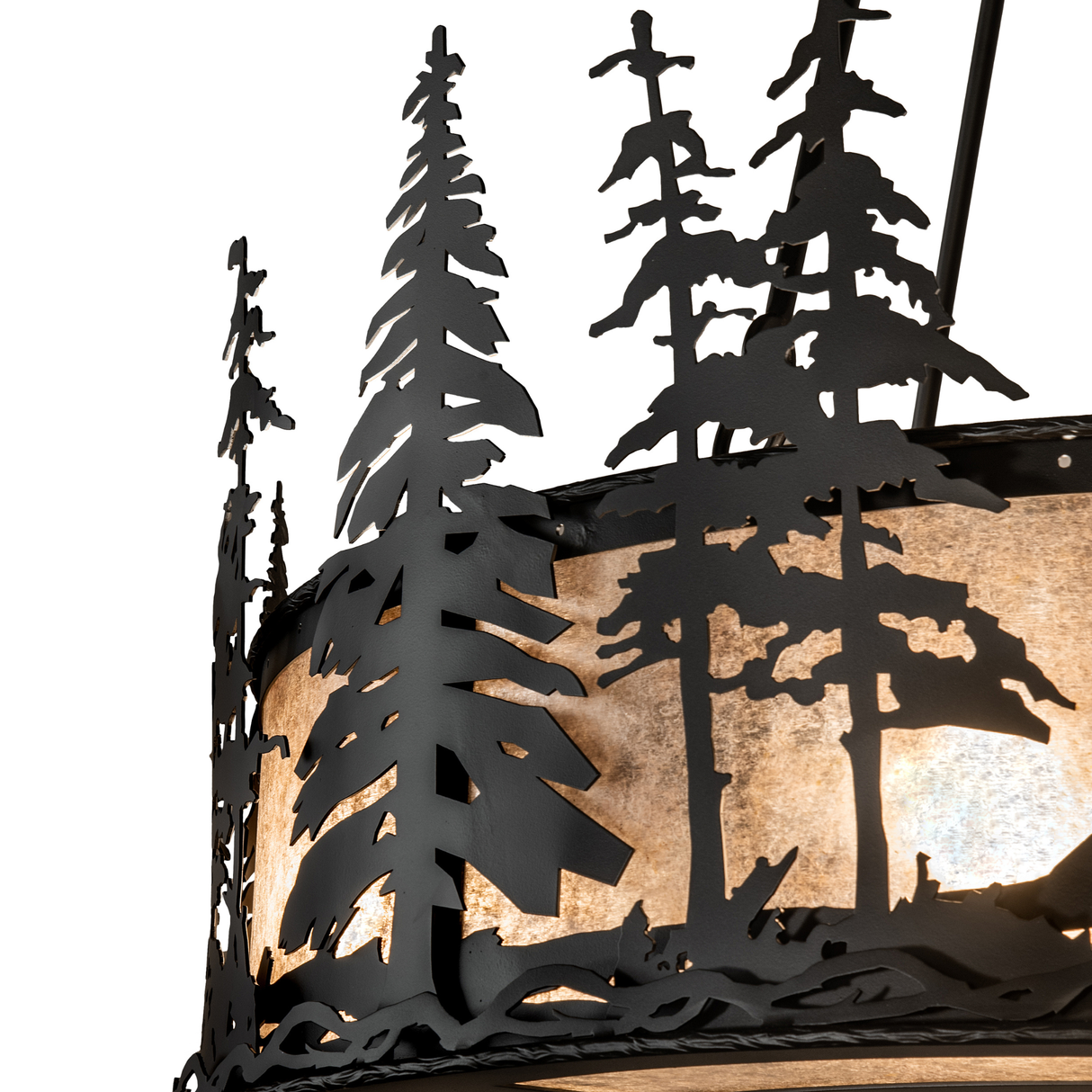 Close-up of pine tree silhouettes and Silver Mica diffuser texture.