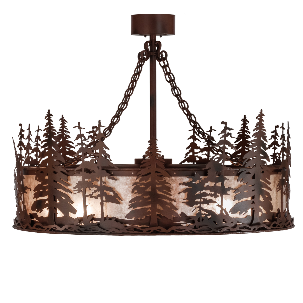 Side lit view showing forest design and warm mica illumination.