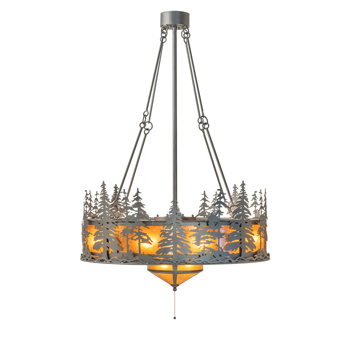 Side profile view highlighting Amber Mica shade and forest motif.