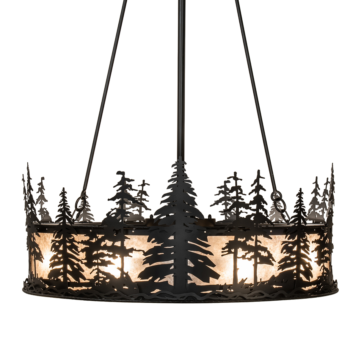Side profile showing layered pine tree pattern and mica illumination.
