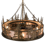 Top angled view revealing LED illumination and hanging chain details.