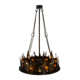 Top angle lit view showing fan structure and warm lighting.