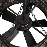Top angle unlit view showing fan structure and support chains.