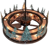 Angled top view showing light distribution and detailed pine tree silhouette.