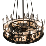 Overhead view highlighting suspension rods and forest-themed frame.