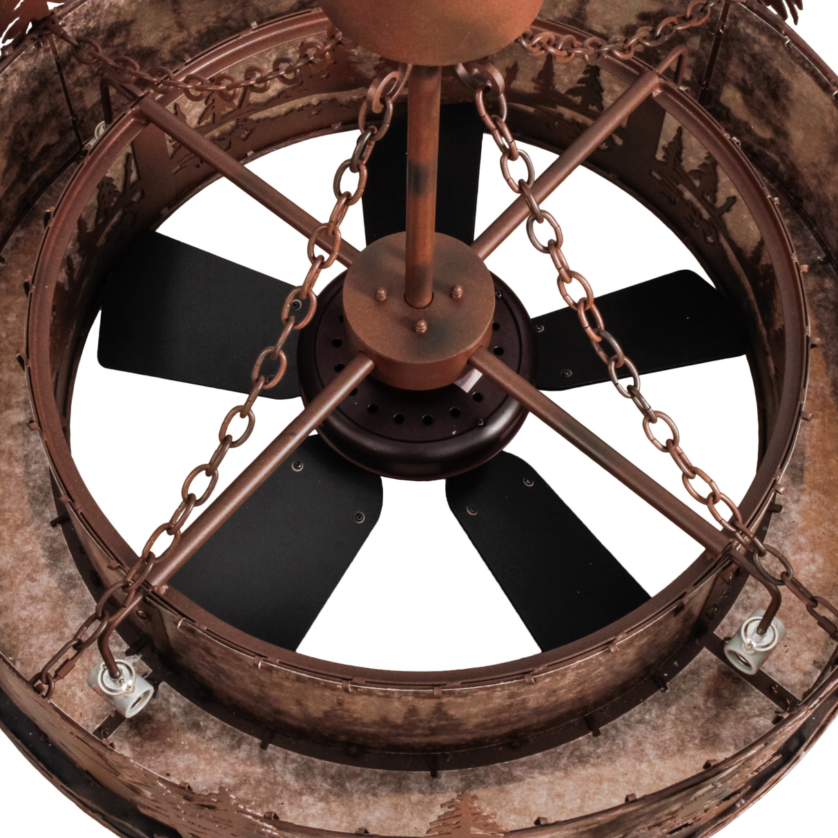 Top view showing fan assembly and inner support frame.