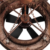 Top view showing fan assembly and inner support frame.