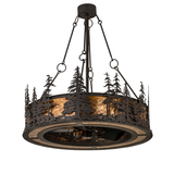 Unlit Tall Pines Chandel-Air showing bronze finish and pine accents.