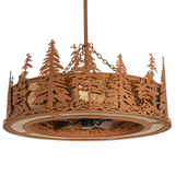 Unlit front view showing Earth finish and intricate pine tree cutouts.