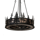 Unlit front view of handcrafted pine tree design with mica panels.