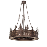 Unlit Tall Pines Chandel-Air showing detailed forest metalwork.