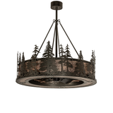 Unlit Tall Pines Chandel-Air showcasing intricate pine forest metalwork.