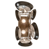 Bottom angle view of Tall Pines 2 Light pot rack chandelier.