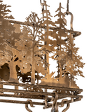 Side close-up showing intricate pine tree detailing on Tall Pines pot rack.