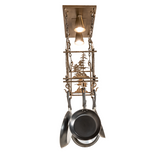 Bottom view showing illuminated bulbs of Tall Pines pot rack.