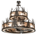 Tall Pines Two Tier Chandel-Air front lit view showing layered pine tree design and mica glow.