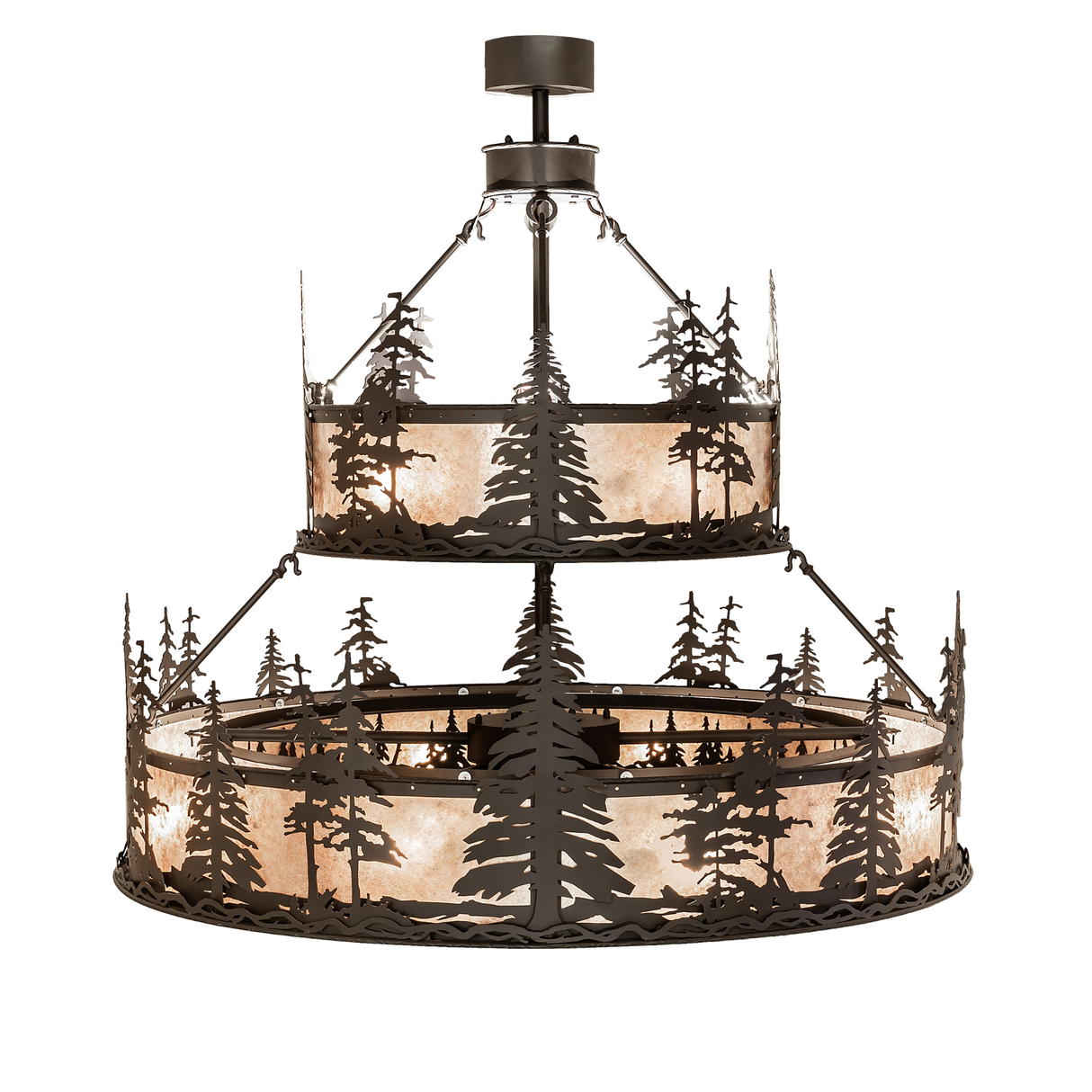Side lit view highlighting nature-inspired pine detailing and mica diffusers.