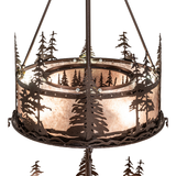 Upper tier view of Tall Pines chandelier with silver mica diffuser.