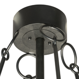 Close-up of ceiling canopy and suspension rings in Textured Black finish.