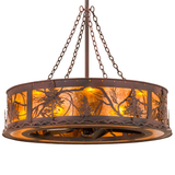 Angled view of Tamarack Chandel-Air glowing through Amber Mica diffuser.