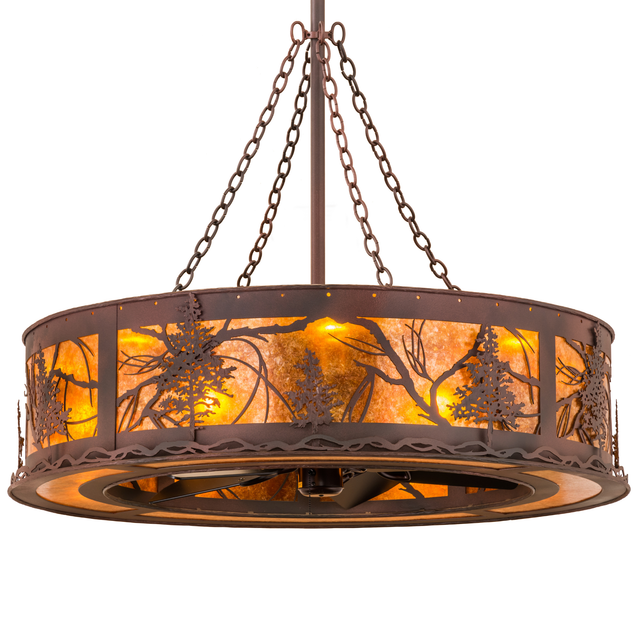 Angled view of Tamarack Chandel-Air glowing through Amber Mica diffuser.