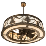 Bottom angled view of lit Tamarack Chandel-Air with built-in fan.
