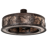 Unlit front angle view highlighting tree cutouts and bronze finish.