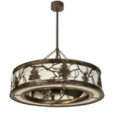Unlit front view of 44-inch Tamarack Chandel-Air with forest design.