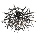Bottom angle view of Thicket chandelier revealing layered branches and bulb placement.