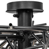 Close-up of Thicket chandelier ceiling canopy and mounting hardware in black finish.