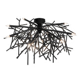 Top angle view of Thicket chandelier showing dense branch-style metal construction.